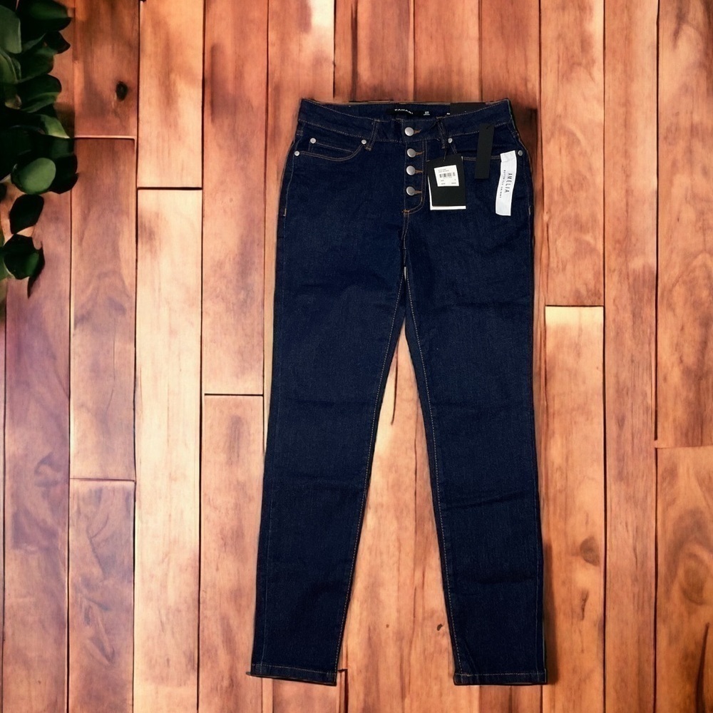 Tahari Amelia Button Fly Women’s Skinny Blue Jeans Size 6 NWT